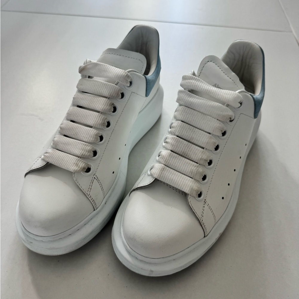 Alexander McQueen White and Blue Sneakers